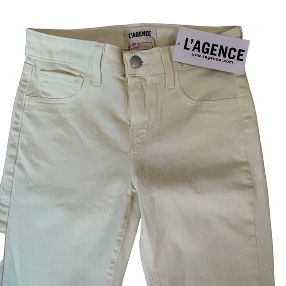 NEW L’AGENCE Mazzy Skinny Mid Rise Jeans Butter Yellow Size 25 - Picture 4 of 10